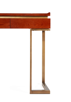 PRINCETON - Rectangular leather console table with drawers by HUGUES CHEVALIER - view 3